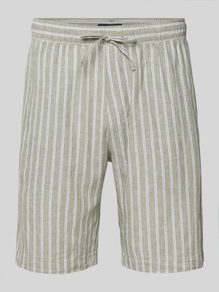 Produktfoto, Shorts aus Leinen-Baumwoll-Mix mit Tunnelzug von MCNEAL im Allover-Look, Regular-Fit, Streifenmuster, beige-weiß, Bundweite 44 cm, Innenbeinlänge 23 cm, Herren Shorts