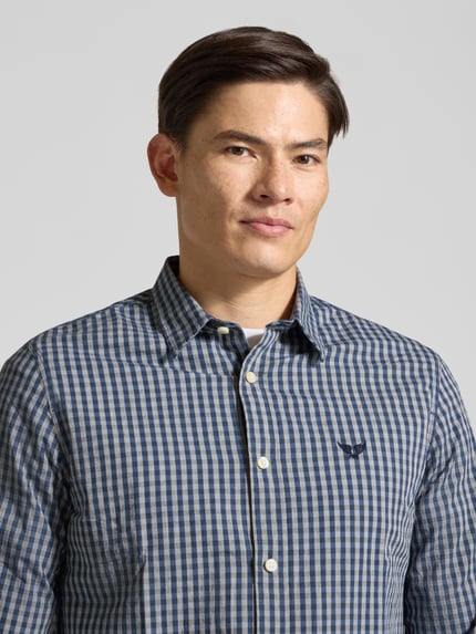 PME Legend Slim Fit Freizeithemd mit Kentkragen und Label-Stitching Marine 3