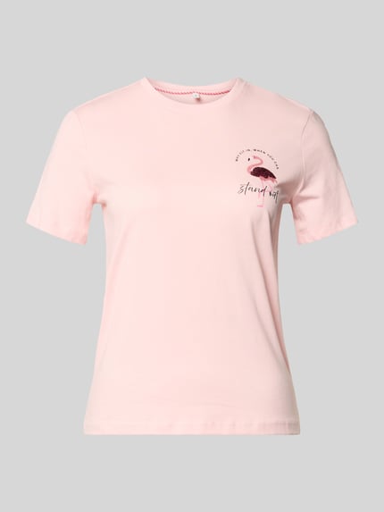Productfoto, Regular Fit T-shirt uit puur katoen model 'KITA' van Only, dames, look: effen, motiefprint, pailletten, ronde hals, korte mouw, jersey.