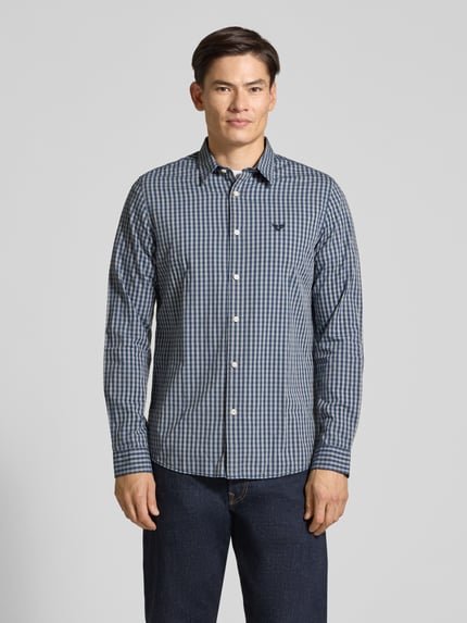 PME Legend Slim Fit Freizeithemd mit Kentkragen und Label-Stitching Marine 4