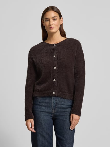 MORE & MORE Strickjacke mit Knopfleiste Schoko 4