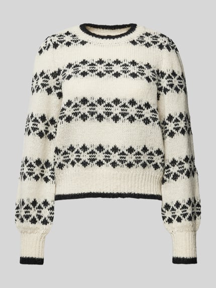 PIECES Regular Fit Strickpullover mit Baumwolle Modell 'RADINE' Ecru 2