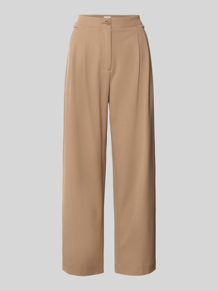 Jake*s Collection Stoffen broek met wijde pijpen en paspelzakken aan de achterkant Hazelnoot - 2