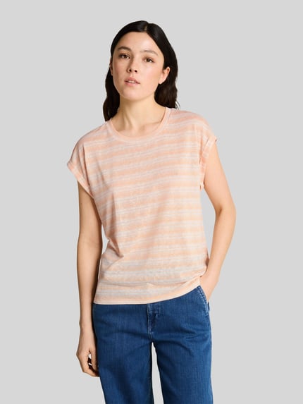 Tom Tailor Denim T-shirt z mieszanki wiskozy, krój regular fit Morelowy 4