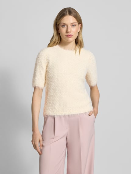 Max Mara Studio Slim Fit Pullover mit Perlenbesatz Weiss 4