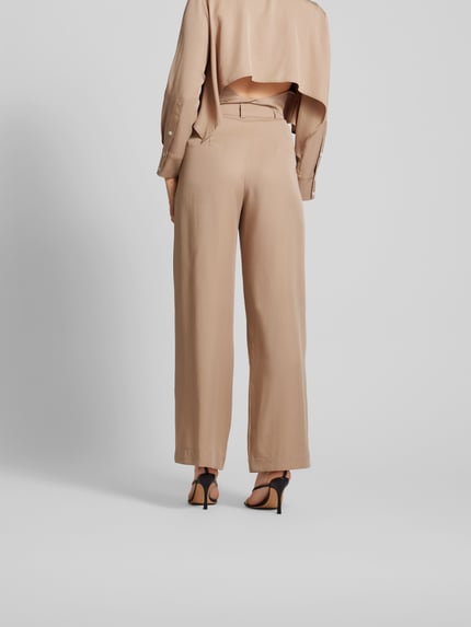 OH APRIL Stoffen broek met bandplooien Taupe - 5