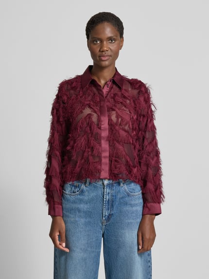 Selected Regular fit overhemdblouse in semi-transparante look, model 'MYLINE' Prune - 4