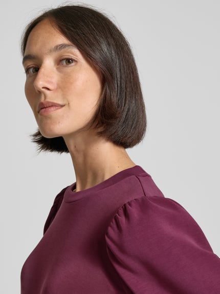 Selected Bluza o kroju regular fit z mieszanki modalu model „TENNY” Śliwkowy 3