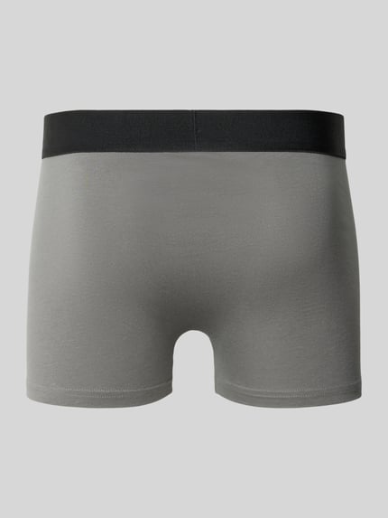 Produktfoto, Trunks mit Logo und elastischem Bund im 2er-Pack van Snocks, mix van katoen en elastaan, nauwsluitend, heren, grijs, zwart