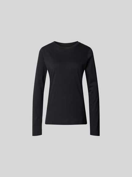 Produktfoto, Longsleeve mit Rundhalsausschnitt von Juvia, mieszanka bawełny, prosty krój, czarny, krój z długim rękawem, długość tyłu 60 cm w rozmiarze S