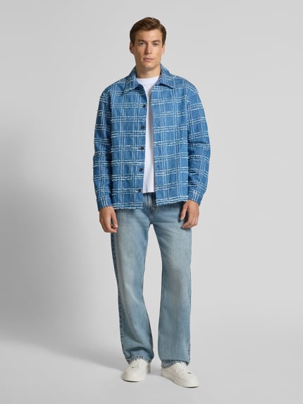 Samsøe Samsøe Regular Fit Hemdjacke mit Umlegekragen und Knopfleiste Jeansblau 1