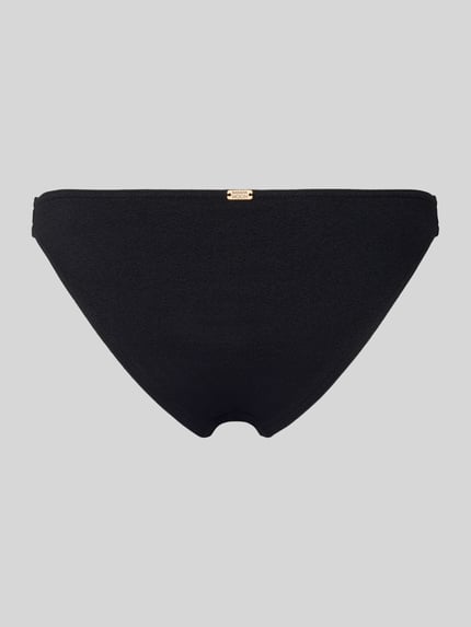 Produktfoto, Bikini-Slip mit Label-Detail Modell 'ALERIA' von Banana Moon, czarna, elastyczna tkanina, dopasowany krój, damska bielizna plażowa