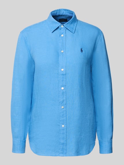 Produktfoto, Overhemdblouse met knoopsluiting van Polo Ralph Lauren voor dames, zuiver linnen, los model, overhemdkraag, labelstitching