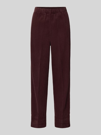 Produktfoto, Straight Fit Hose aus reiner Viskose Modell 'Padow' von American Vintage in Dunkelrot mit Strukturmuster und elastischem Bund, Damenhose