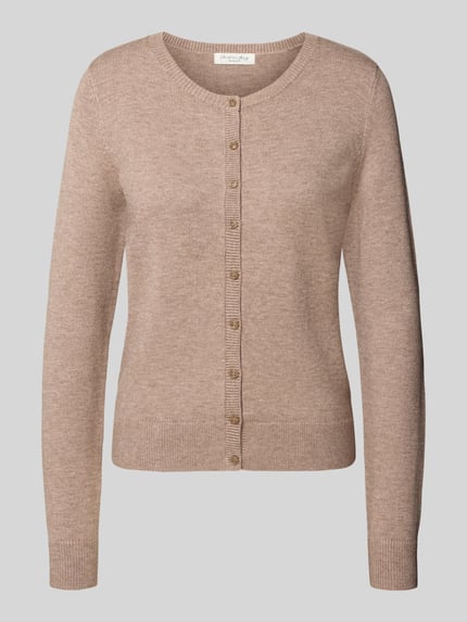 Christian Berg Woman Regular Fit Strickjacke mit Knopfleiste Mittelbraun Mel 1