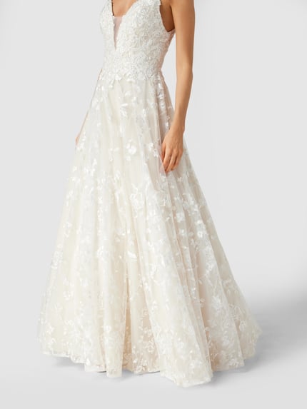 LUXUAR FASHION Brautkleid mit floralen Stickereien Offwhite 3