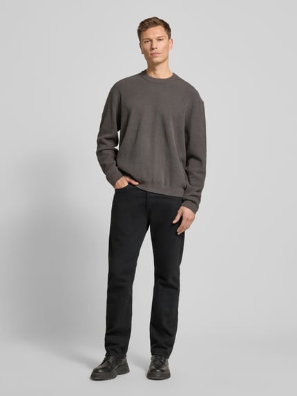 Jake*s Studio Men Sweter z dzianiny z prążkowanymi wykończeniami Ciemnoszary 1