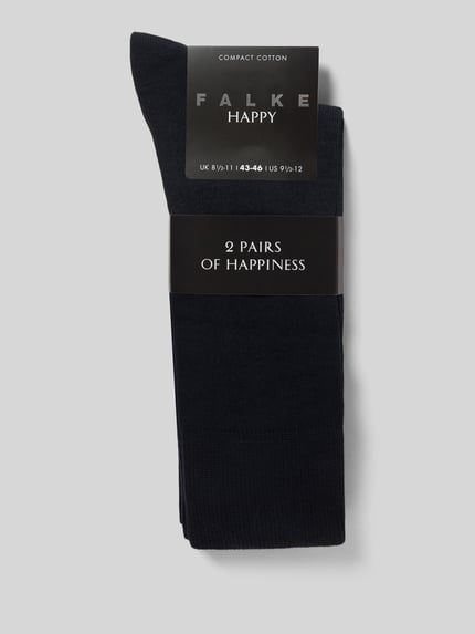 Produktfoto, Sokken im 2er-Pack van FALKE voor heren, katoenmix, model Happy, brede comfortband, versterkte hiel en kant, set van 2.