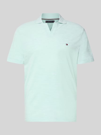 Produktfoto, Regular Fit poloshirt uit puur katoen van Tommy Hilfiger in een lichte melangelook met gestikt logo, polokraag, V-hals, korte mouw