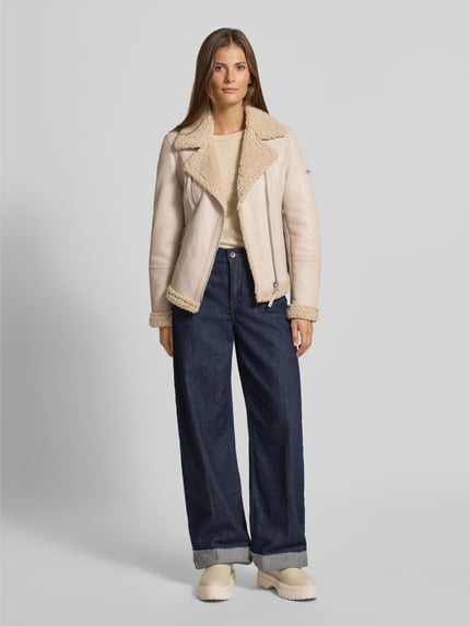 Cabrini Bikerjacke aus Lammleder mit Reißverschlusstaschen Offwhite 1