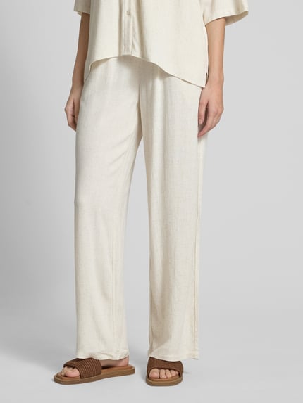 Moves Stoffhose aus Viskose-Leinen-Mix mit elastischem Bund Beige 4