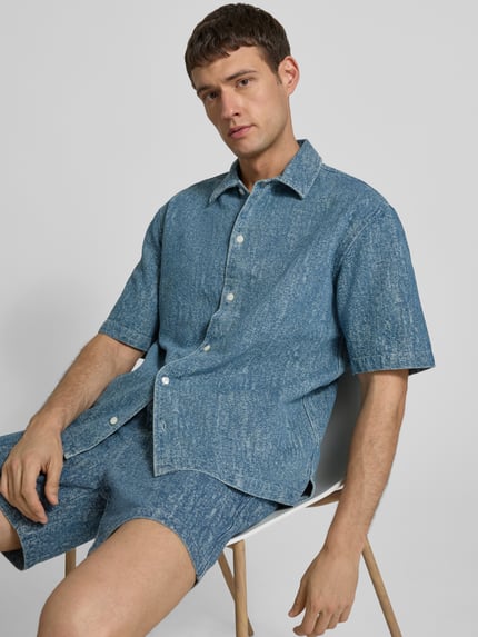Samsøe Samsøe Regular Fit Freizeithemd mit 1/2-Arm Modell 'SAAYO X' Blau 3