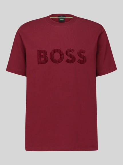 BOSS Green Regular Fit T-Shirt aus Baumwollmix Bordeaux 2