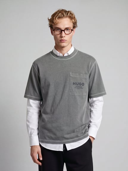 HUGO Blue T-Shirt mit Brusttasche BLACK 4