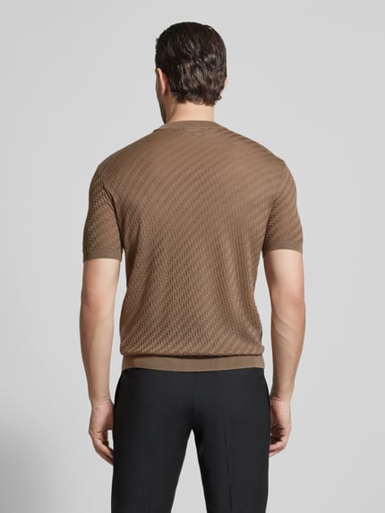 Emporio Armani Slim Fit T-Shirt mit Lyocell- und Woll-Anteil Hellbraun 5