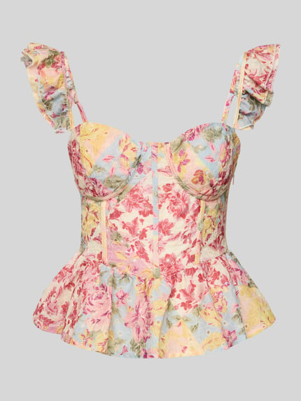 ADLYSH Blouseshirt met vetersluiting aan de achterkant en peplum Geel - 2