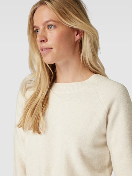VERO MODA Regular Fit Strickpullover mit Crew Neck Modell 'DOFFY' Ecru 3