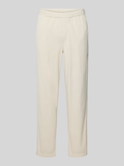 Produktfoto, Straight Fit Stoffhose in Cord-Optik Modell 'Padow' von American Vintage in Beige, reine Baumwolle, sichtbare Gesäßtaschen, elastischer Bund
