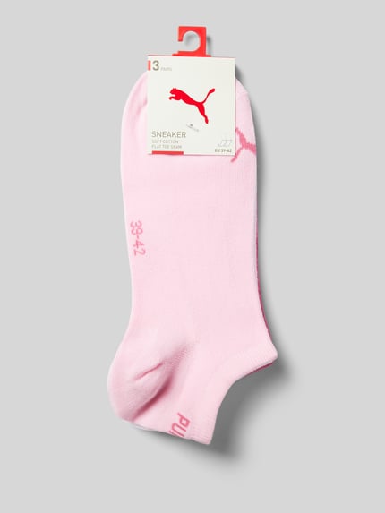 Produktfoto, Sneakersokken met logo in set van 3 van PUMA, roze katoenmix met stretch, nauwsluitende pasvorm voor dames
