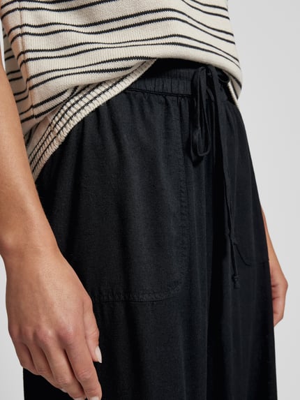 Kaffe Wide leg stoffen broek van een mix van viscose en linnen, model 'MILIA' Zwart - 3