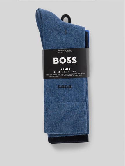 Produktfoto, Socken mit Label-Detail im 3er-Pack von BOSS aus Baumwoll-Mix mit Stretch-Anteil, Unifarbenes-Design und Rippenbündchen.