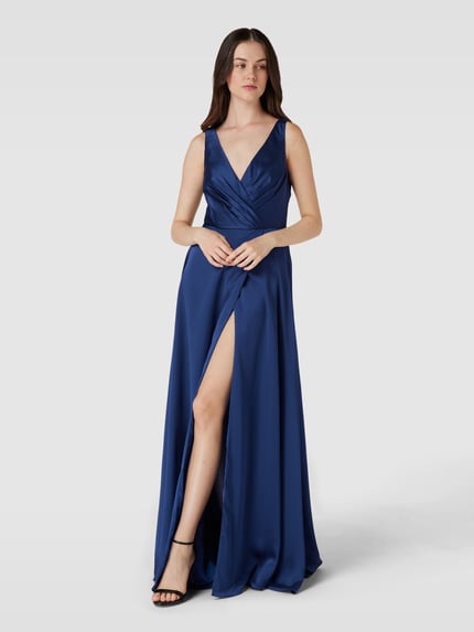 LUXUAR FASHION Abendkleid mit V-Ausschnitt Dunkelblau 4