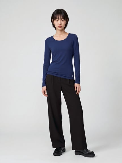 Polo Ralph Lauren Slim fit shirt met lange mouwen van katoenmix Donkerblauw - 1