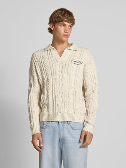 REVIEW Sweter z dzianiny krój regular fit z dodatkiem wełny Écru 4