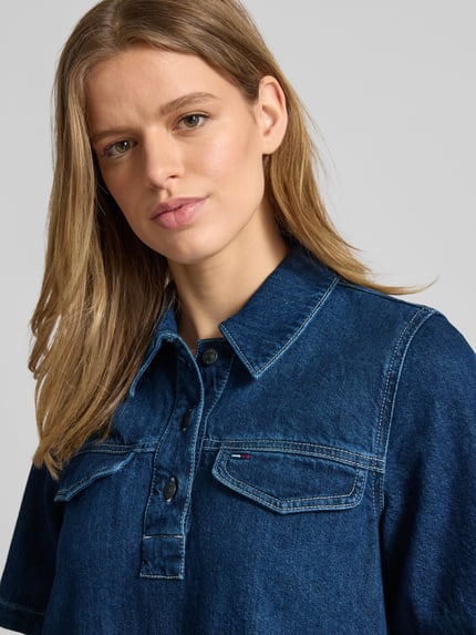 Tommy Jeans Sukienka jeansowa o linii a z czystej bawełny Jeansowy niebieski 3