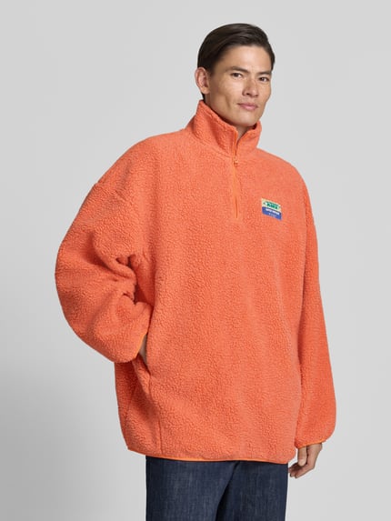 American Vintage Oversized Fit Sweatshirt in Teddy-Optik mit Troyer-Kragen Lachs 4