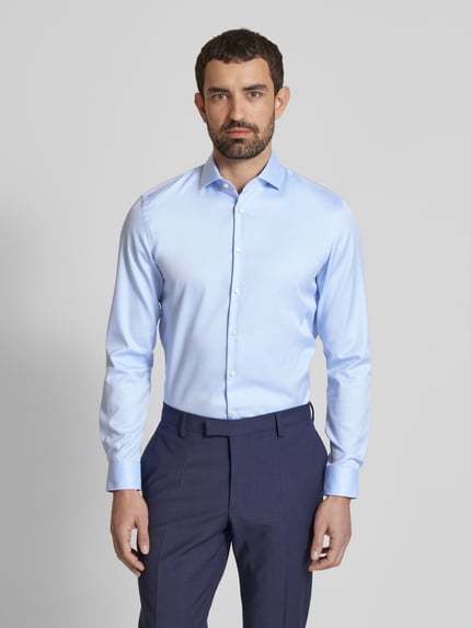 Jake*s Slim fit zakelijk overhemd van twill Lichtblauw - 4
