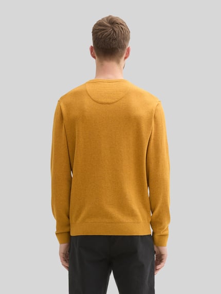 Tom Tailor Regular Fit Pullover aus reiner Baumwolle Senf 5