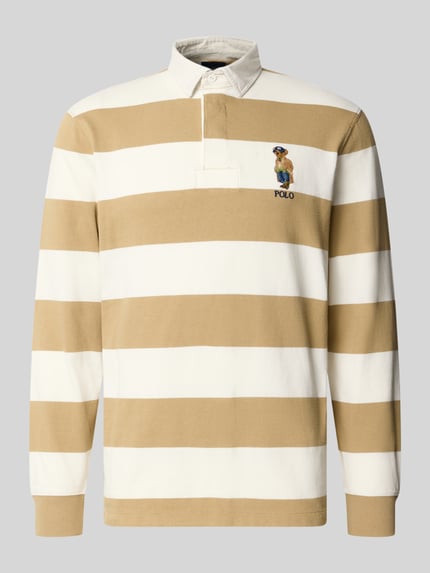 Produktfoto, Relaxed Fit Poloshirt aus reiner Baumwolle von Polo Ralph Lauren, cremeweiß und beige gestreift, strukturierte Oberfläche