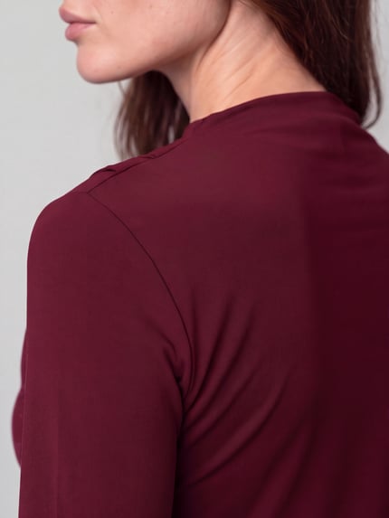 PIECES Langarmshirt mit drapierter Schulterpartie Bordeaux 3