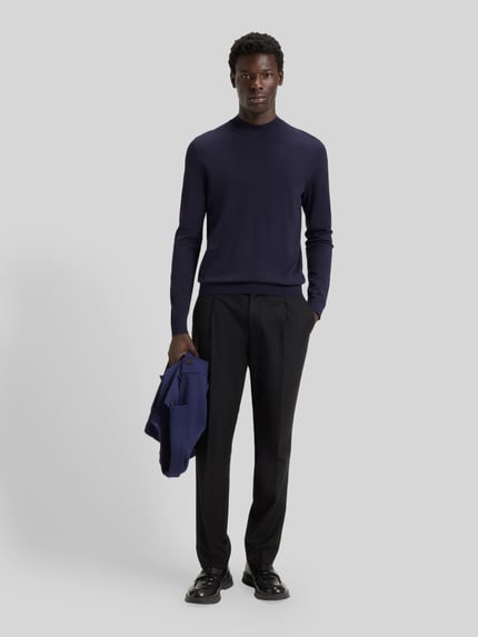 HUGO Regular Fit Strickpullover aus Viskose-Mix Modell 'SAN MARC' Marine 1