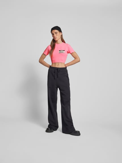 VETEMENTS Kort t-shirt met labelprint Felroze - 1