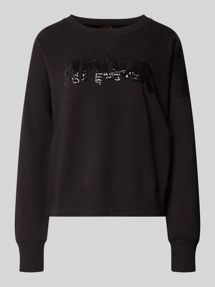 Produktfoto, Relaxed Fit Sweatshirt aus reiner Baumwolle van miss goodlife, zwart, met pailletten, statement, ronde hals, elastische boorden, dames