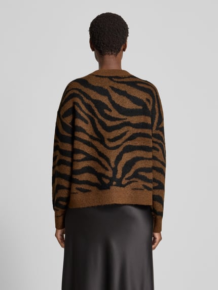 VERO MODA Regular Fit Strickpullover mit Woll-Anteil Modell 'NEWKAI' Cognac Melange 5