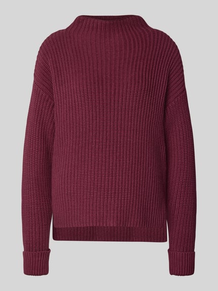 Selected Sweter z dzianiny o kroju regular fit z mieszanki bawełny model ‘SELMA’ Śliwkowy 2