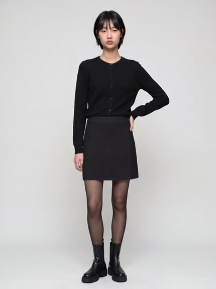 PIECES Mini-Rock mit ausgestellter Rockpartie Black 1